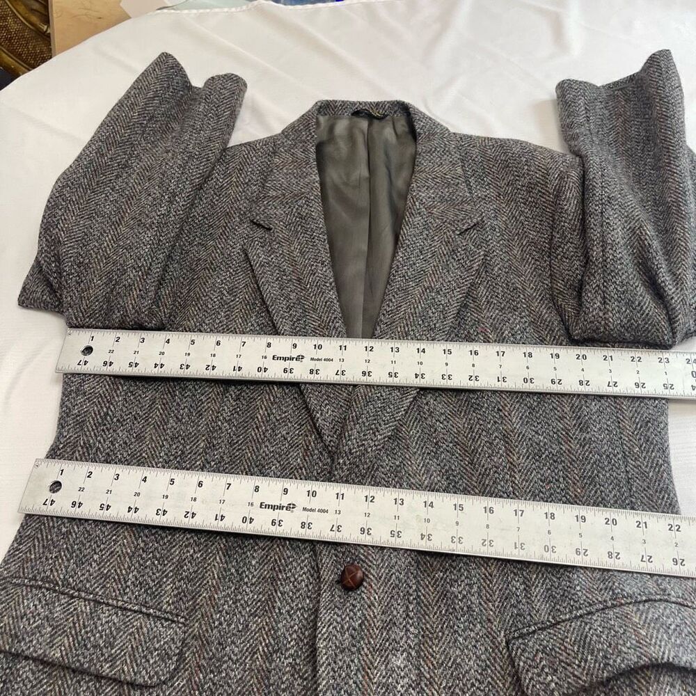 Harris Tweed VTG Grey Tweed 2 Button Blazer Size 42 - Picture 3 of 9